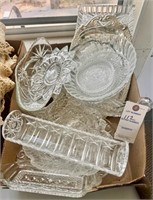 Flat of Glassware Including Bowls, Candy Dishes,