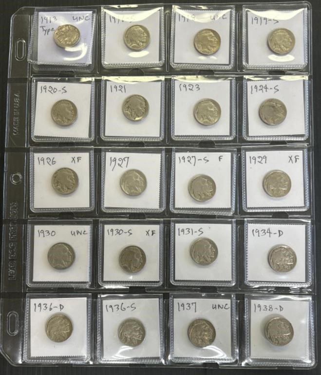 20 Buffalo Nickels US Coins Lot