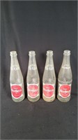 4 Vintage Red Rock Glass Pop Bottles