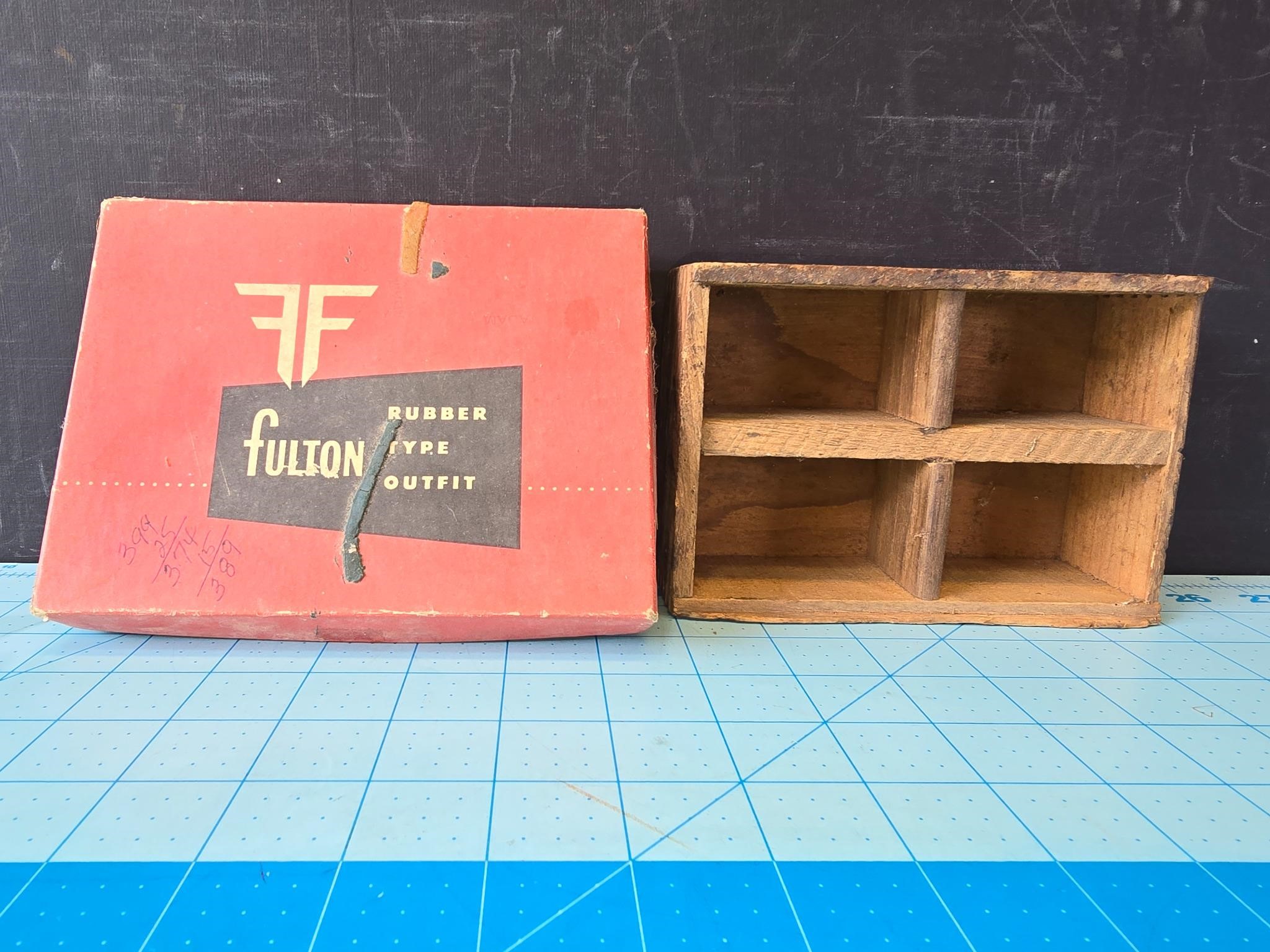 Vintage wooden box and rubber stamper