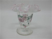 4" Tall Fenton Ruffled Glass Trumpet Vase