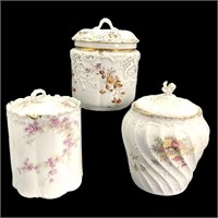 3 Porcelain Biscuit Jars w/ Lids, Rosenthal