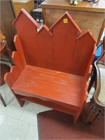 Red Painted Porch Decorative Bench