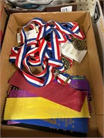 Box lot- Track and field awards, ribbons