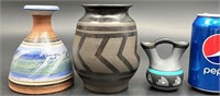 3 Native American Art Vases - Signed Kopa, Bruce +