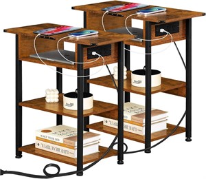 SET OF 2 Lerliuo End Table with Charging Station