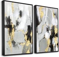 SEALED-Black & Gold Canvas Art 2pk