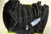 Leather gloves, winter gloves and hats