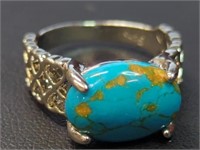 925 stamped Turquoise style ring size 8