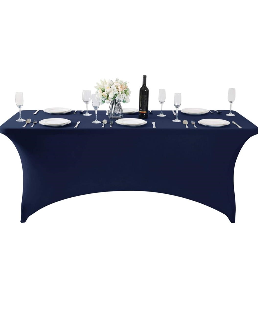 KSK 6 FT stretchable Tablecloths Navy Blue