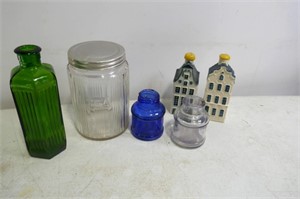 Ink Wells, Poison Bottle, Tea Jar & Mini Liquor