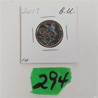 2017 - 15th Canada colored birthday .25 cent