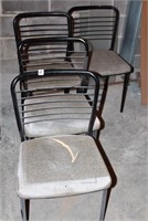 4 METAL SIDE CHAIRS W/ SOME DAMAGE
