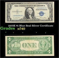 1935E $1 Blue Seal Silver Certificate Grades xf
