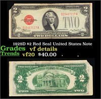 1928D $2 Red Seal United States Note Grades vf det