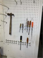 HAND CART FLAT TIRES AND TOOLS ON BEG BOARD ABOVE