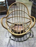 Swivel Papasan-Style Bamboo Chair, No Cushion
