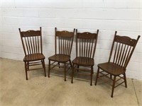 4 Oak Press Back Chairs