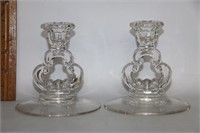 Pair of Cambridge Diane Clear Candle Holders