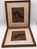 (H) Raised panther artwork from copper sheets.