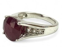 Round Cut Faceted Genuine Ruby Sterling Silver