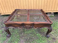 Provincial Style Coffee Table w/Beveled Glass