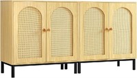 WEENFON 2-Set of Storage Cabinet with Arched Ratta