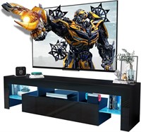 CFTEL Black TV Stand  Wood  Drawers  LED  Black002