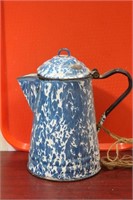 A Vintage Farmhouse Enamel Coffee Pot