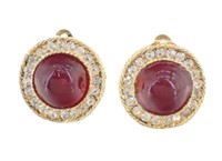 Chanel Round Rhinestone Clip On Earrings