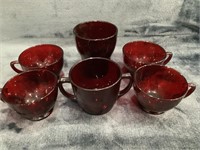 6 Pc Vintage Anchor Hocking Ruby Red Glassware