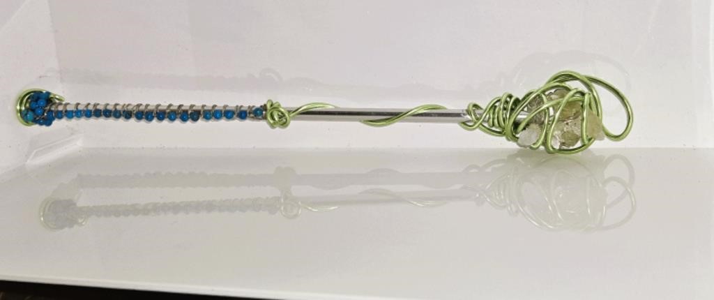 Beautiful Crystal Quartz Green Wand/Beads