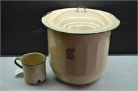 Cream and Green Enamelware