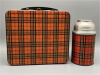 VINTAGE PLAID LUNCH BOX WITH THERMOS