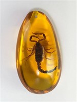 Amber Resin Scorpion Pendant 58 Grams