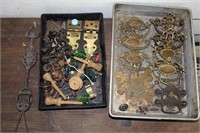 (2) boxes assorted hardware, brass dresser