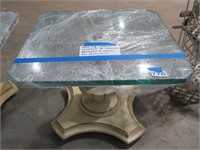glass topped side table