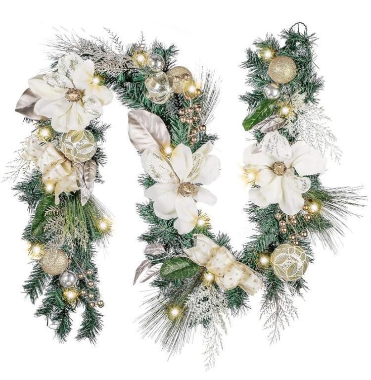 VALERY MADELYN CHRISTMAS GARLAND WITH LIGHTS FOR