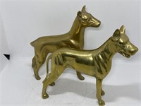 (2) Vtg MCM Brass Doberman Dog Figurines