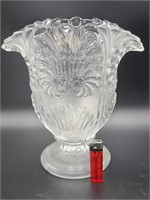 Elegant Clear Frosted Art Deco Pattern Glass Vase