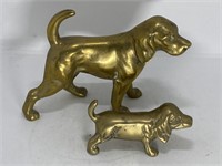 (2) Vtg MCM Brass Dog Figurines- Hound/Labrador