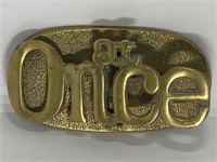 Brass Large Office Clip " at Once" Paperweight