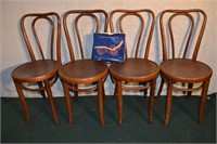 4 Thonet bent wood parlor chairs together with "Th