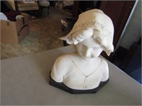 LADY BUST ON MARBLE BASE