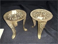 PAIR OF VINTAGE BRASS PILLAR CANDLE HOLDERS -