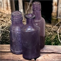 19th Century Purple Bottles/Jars- Set of 3