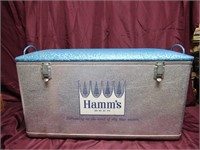 Hamm's Beer aluminum cooler. Blue top.