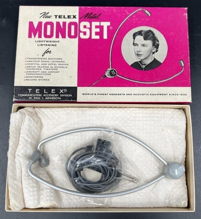 Vintage Telex Monoset Headset in Box