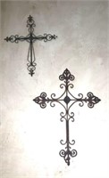 Scrolled Metal Wall Crosses Lot of 2