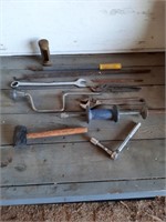 BUCKET OF TOOLS - WRENCHES/HAMMER